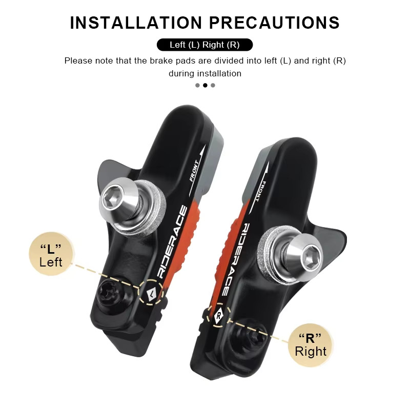 Bike Brake Shoes with Mud Trough – Aluminum Alloy Rim Friction Pads, Replaceable