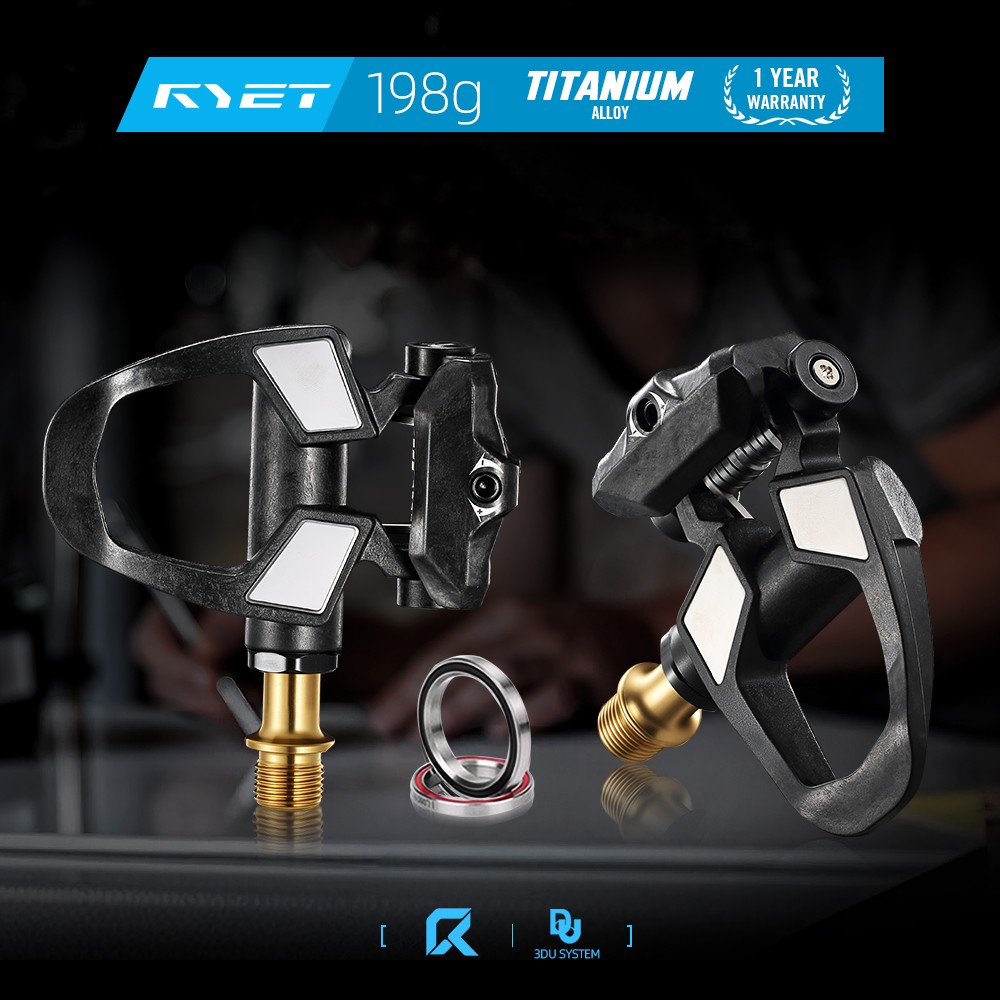 RYET Carbon Road Bike Pedals 198g Titanium Spindle DU Bearings 6° Float SPD