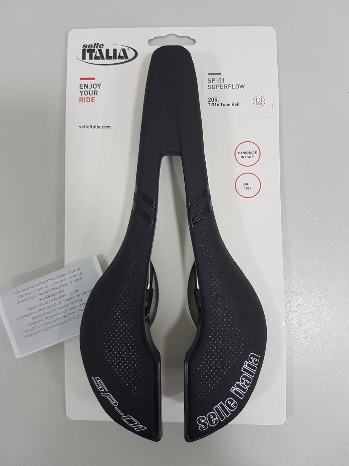 Selle Italia SP-01 Superflow L3 TI 316 Tube Ø7mm Rail Bicycle Saddle Black