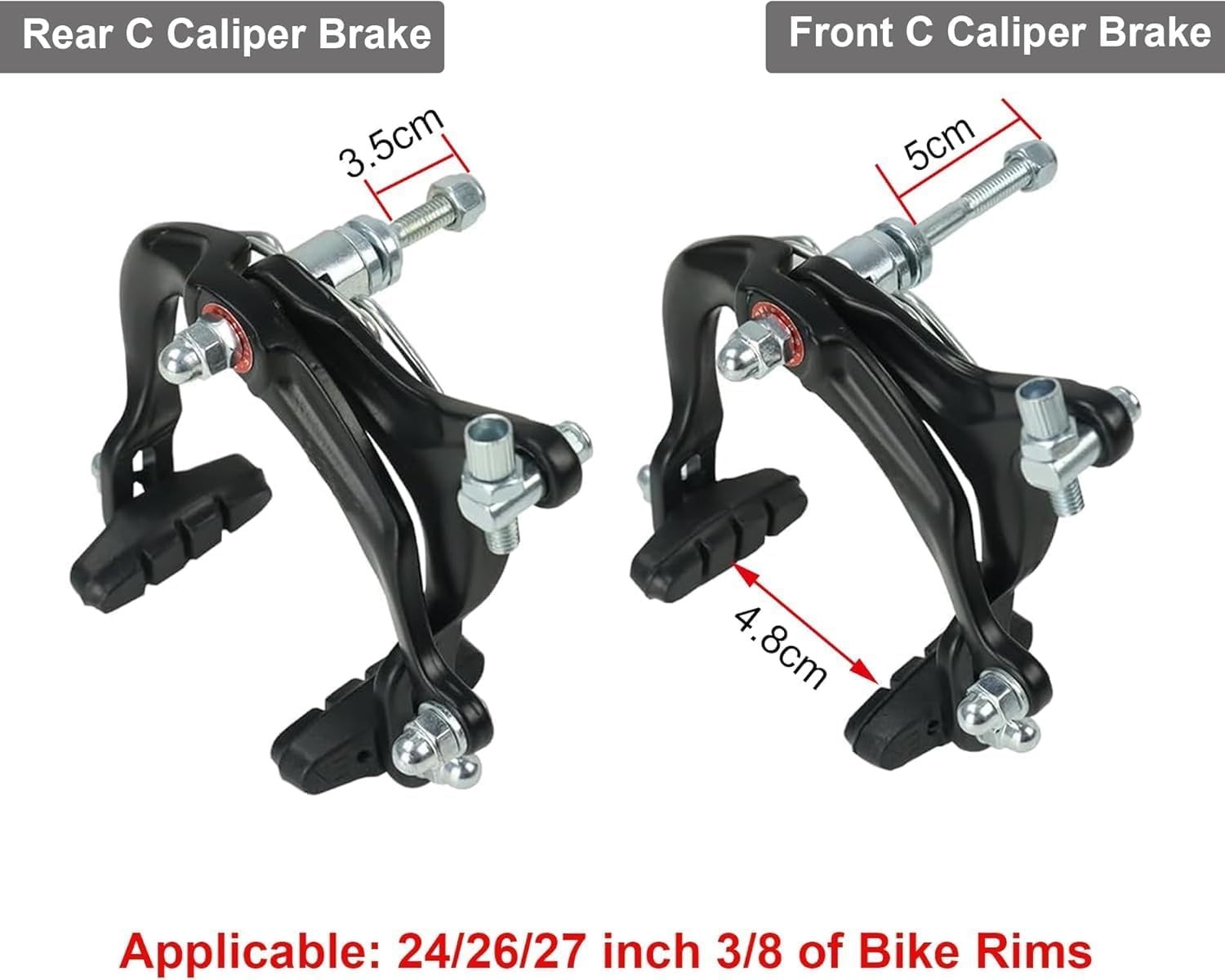 Bicycle Caliper Brakes Set Front Rear Side Pull C Brake Calipers Parts Black