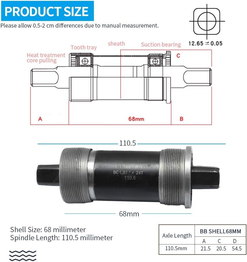 Square Taper JIS Bottom Bracket 68 X110mm/123mm/127mm for Mountain Bike Replace