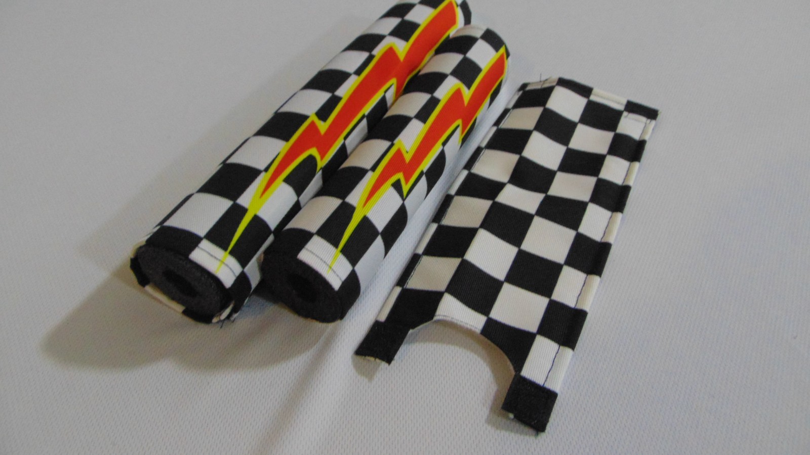 CHECKERED FLASH OLD SCHOOL CLASSIC BIKE BMX PAD SET STEM HANDLEBAR TOP TUBE PADS