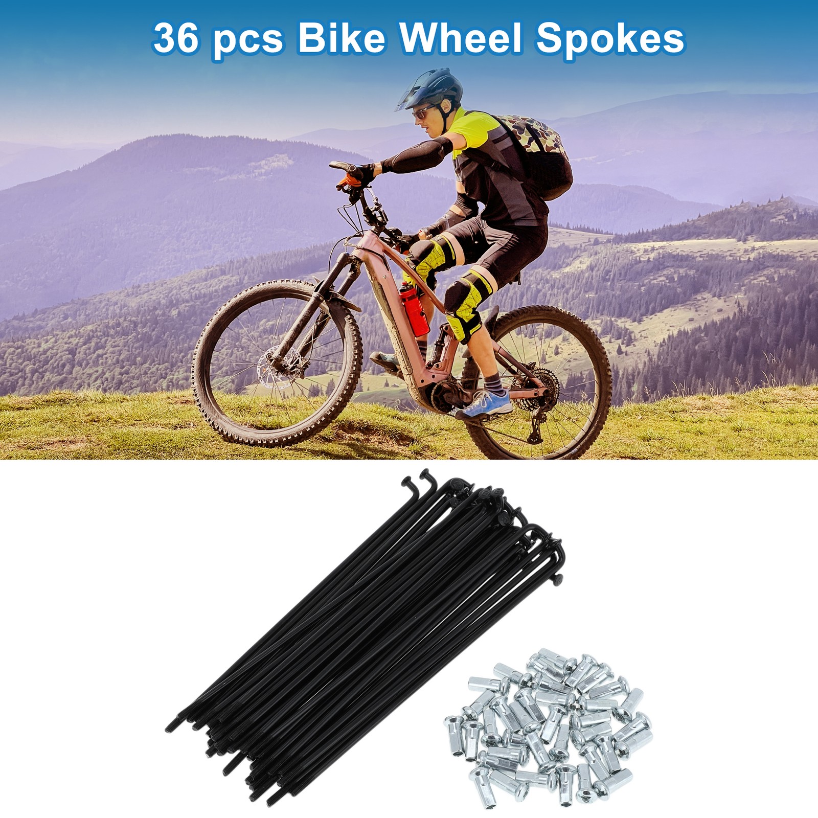 1Set 12G 134mm Length Bicycle Spokes Nipple Carbon Steel Black Universal