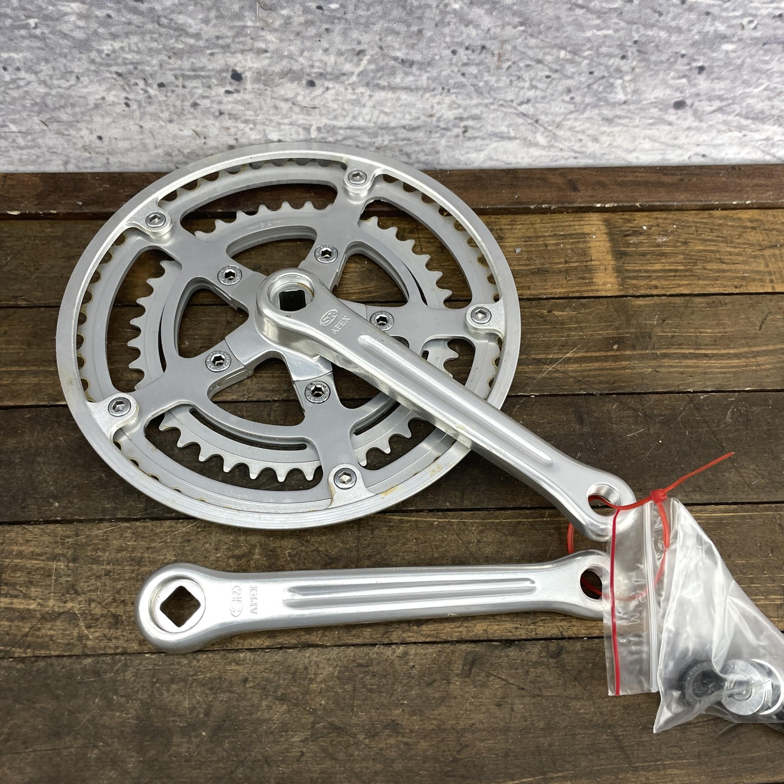 Vintage SR Apex Crank Set NOS 170 mm 86 BCD Alloy Double Chainring Bolt 1980s