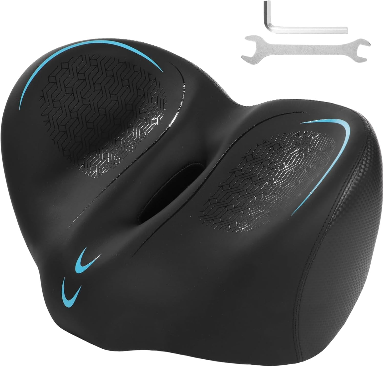 Noseless Oversized Bike Seat – Extra Wide Bicycle Seat Cushion, 13.4 X 9.8 In, C