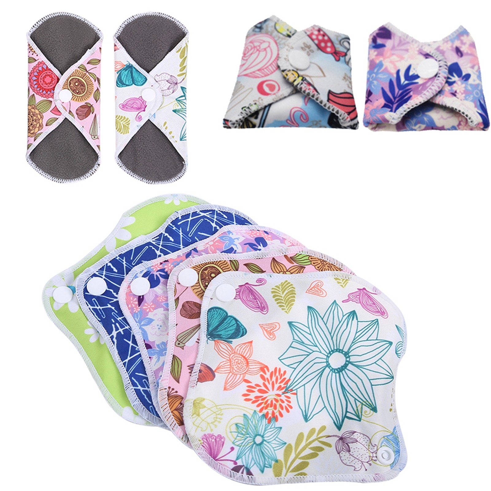 Menstrual Pad Reusable Waterproof Bamboo Charcoal Fiber Cloth Washable Women BEA