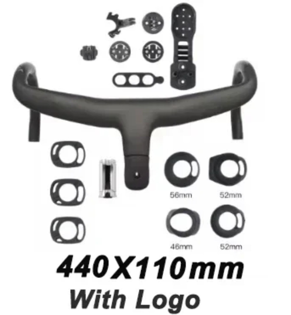 Carbon Fiber Road Bike Integrated Handlebar 400mm 420mm 440mm Computer Mount
