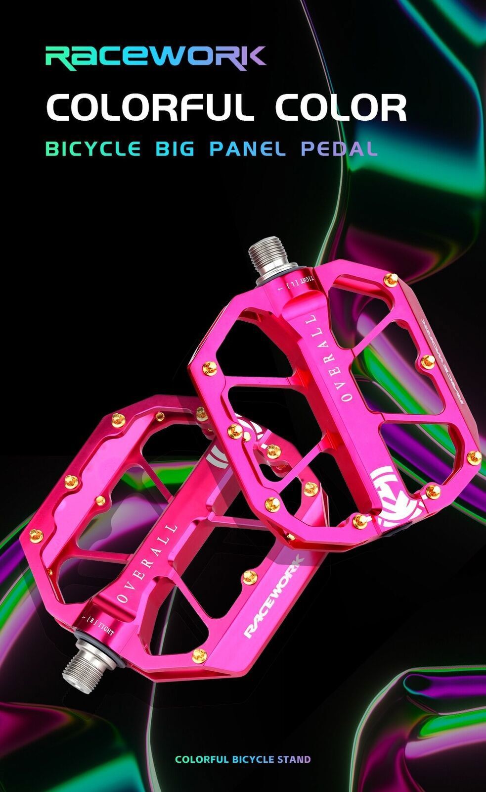 Racework Widen Bicycle Pedals Aluminium 3 Bearings MTB Road Bike 9/16″Pedals
