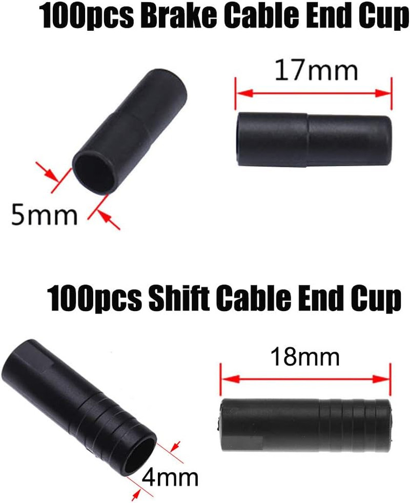 Saiper 200Pcs Bike Derailleur Shift and Brake Wire Cable Housing Ferrule End Cap