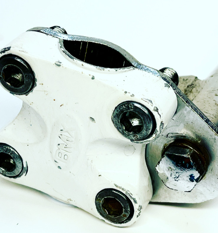 Vintage Oldschool Diamondback BMX Quill Stem White Silver Stamped BMX 6.5″X2.25″