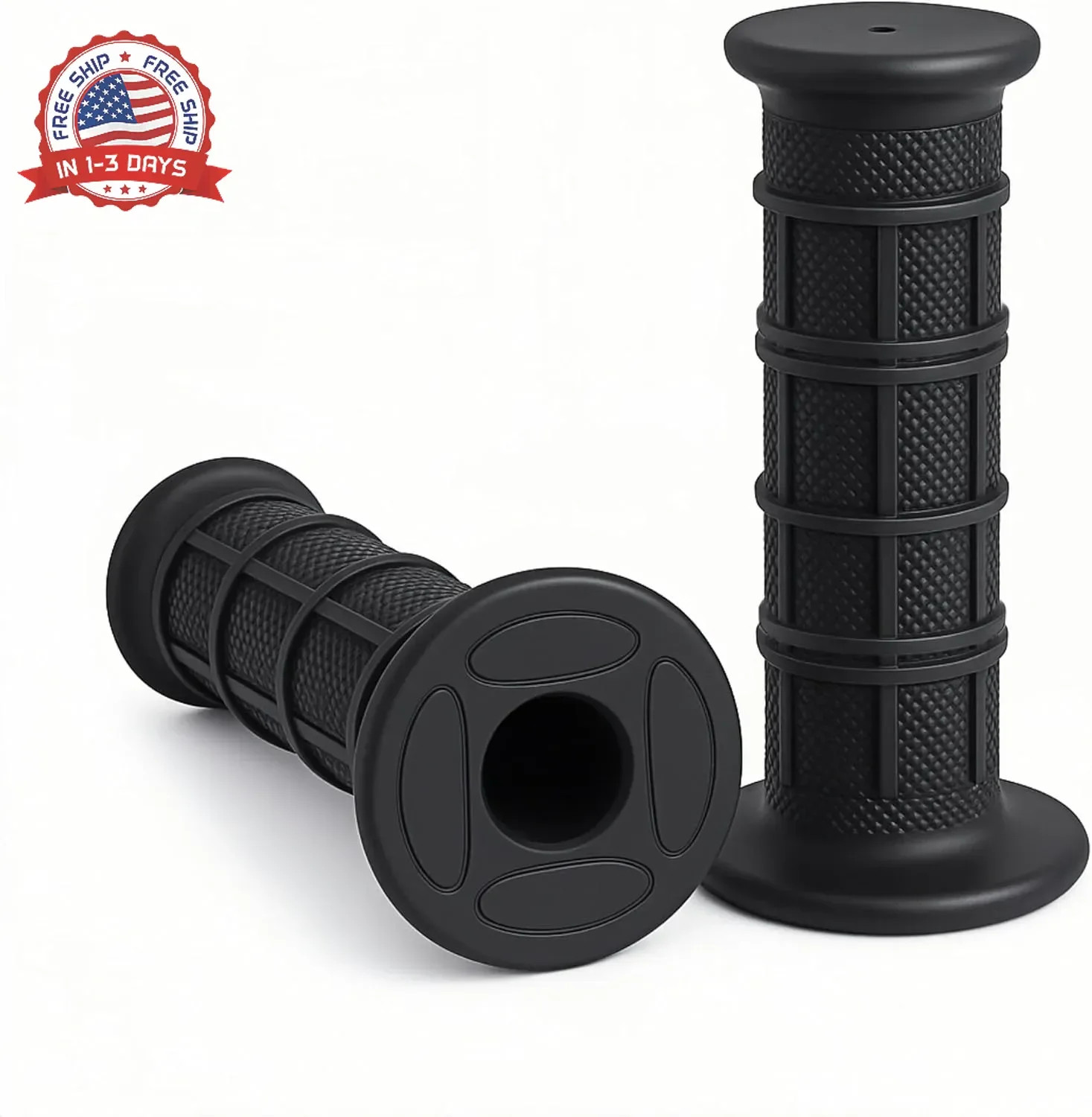 Quad Handlebar Grips Soft Rubber Anti-Slip Black 7/8» 22mm Handle Grips Replace