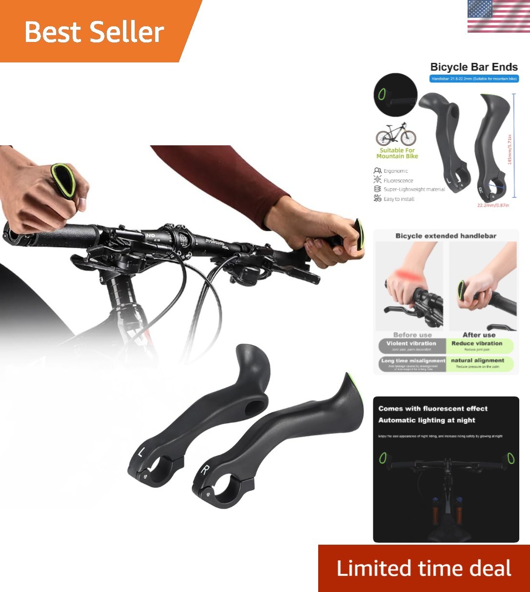 Mountain Bike Handlebar Extender – Reduce Joint Pain with Ergonomic Grip Design