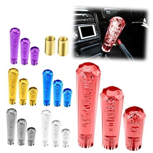 Shift Knob Stick Crystal Transparent Bubble Throw Gear Shifter 20cm Red