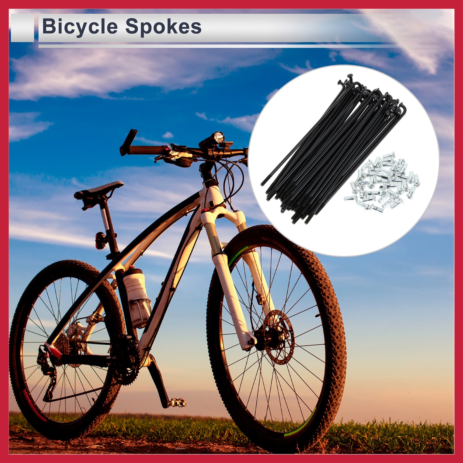 1Set 12G 119mm Length Bicycle Spokes Nipple Carbon Steel Black Universal