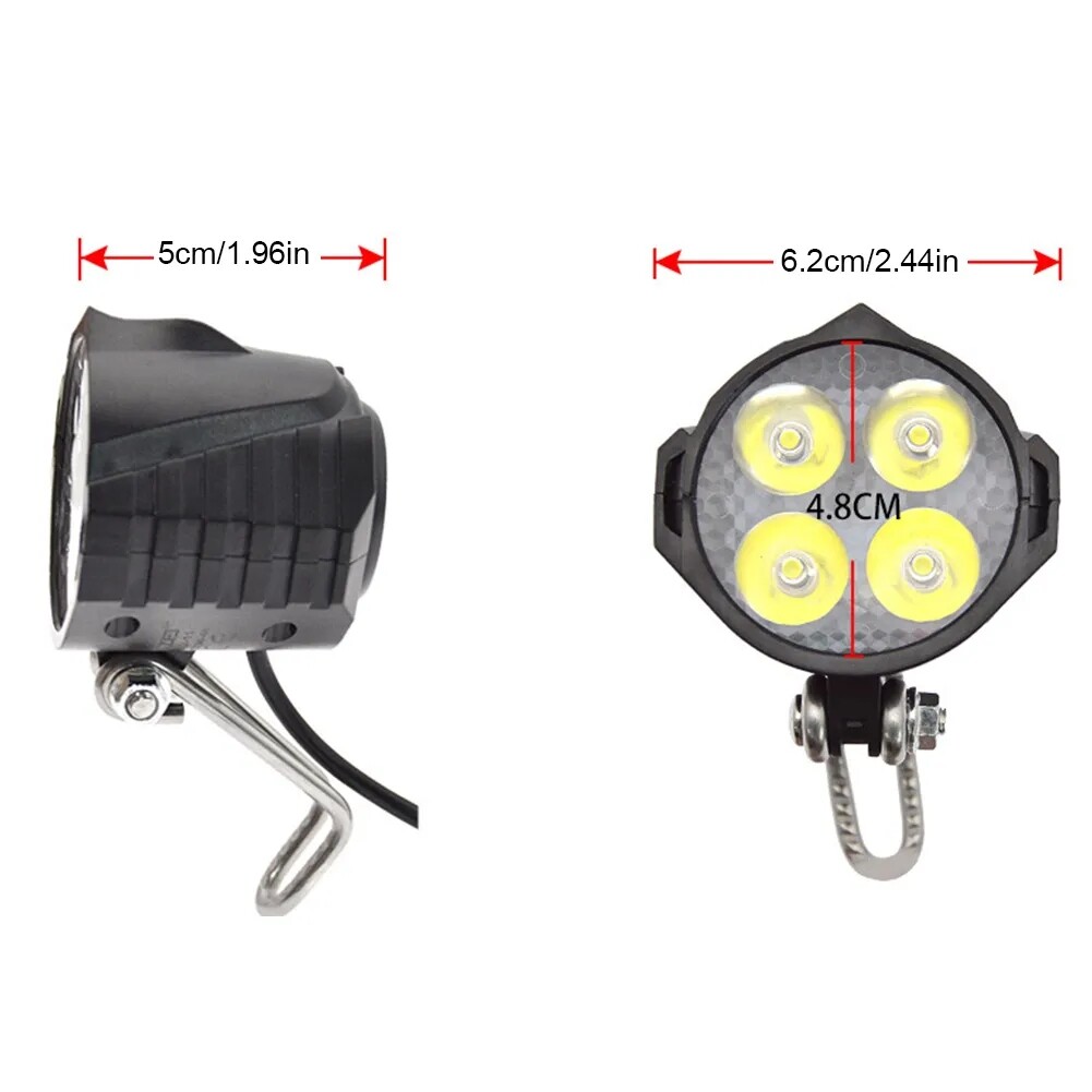 24V-48V E-Bike LED Headlight & Tail Light Set Horn Turn Signal Switch Button NEW