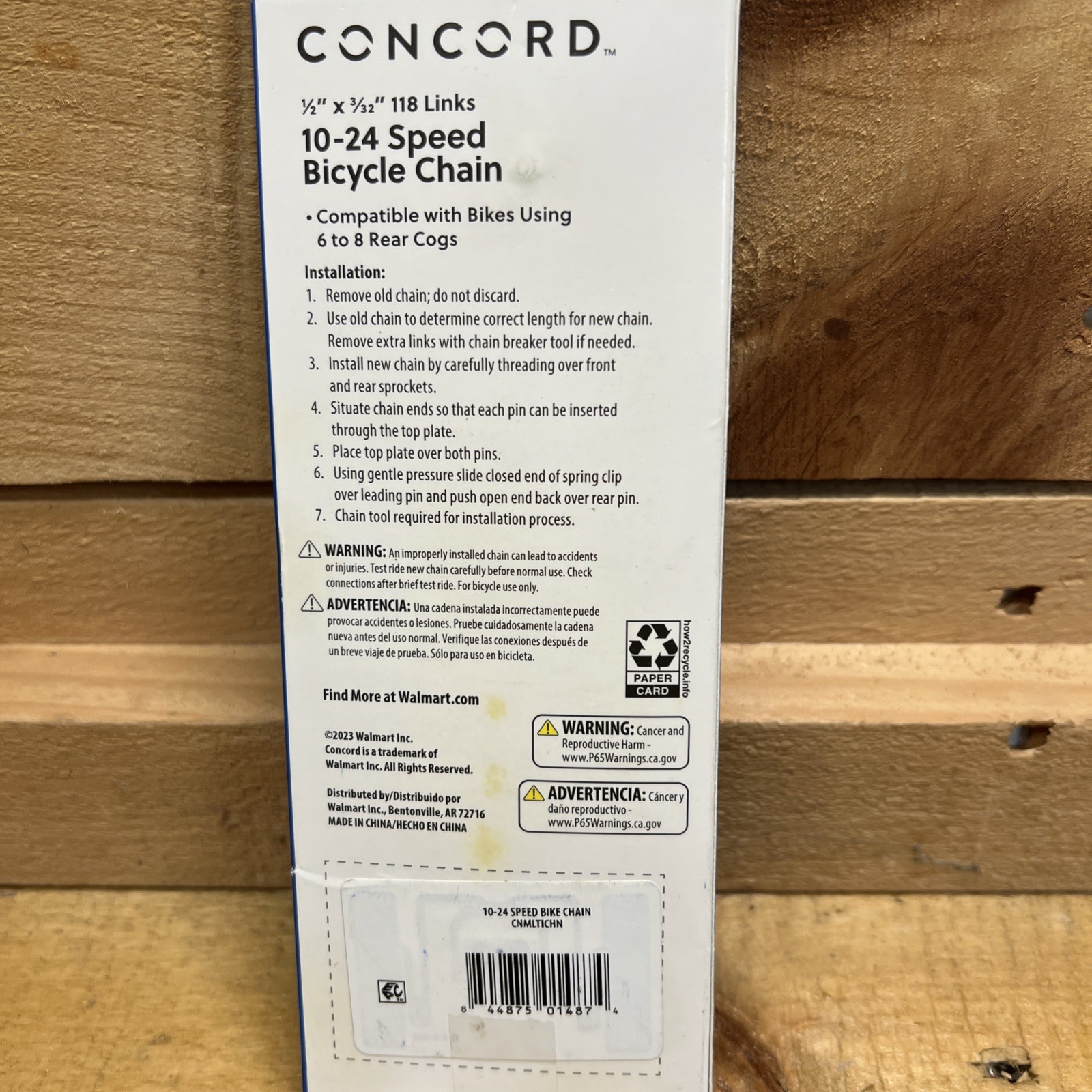 Concord ( Walmart Brand) 10-24 speed bicycle chain 1/2″ x 3/32″ 118 Links