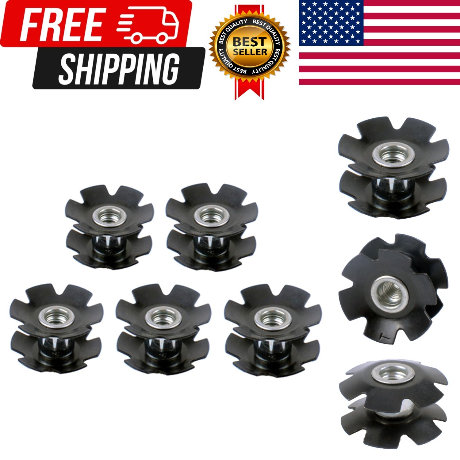Durable Alloy Steel 1-1/8 Inch Star Nuts for Secure Bike Headset Installation