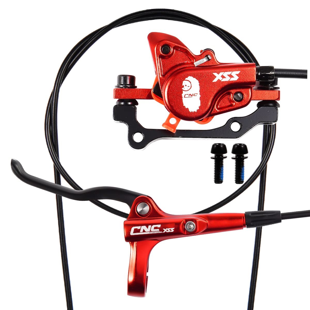 MTB Hydraulic Disc Brake Set Front 800mm Rear 1450mm Mountain Bike Red Parts New