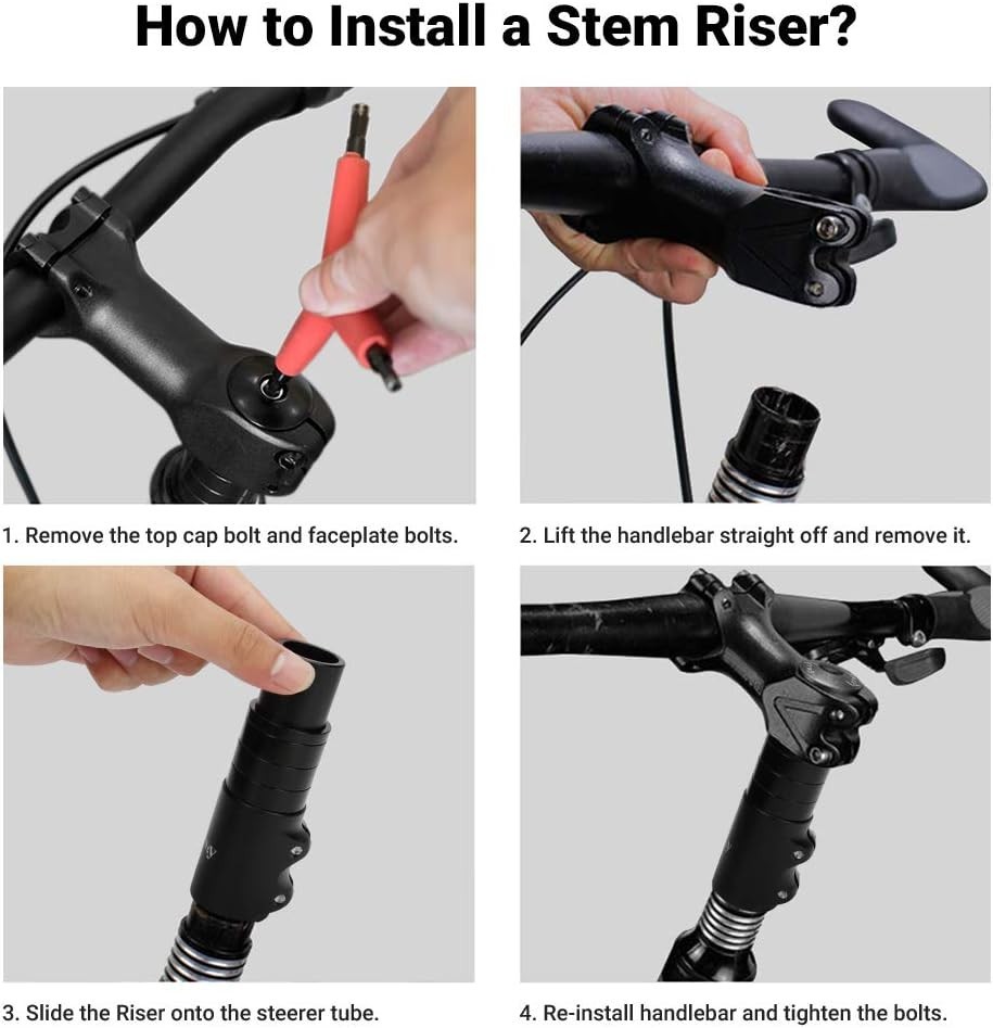 Bike Stem Riser Extender MTB Handlebar Stem Adapter with Hex Key for 1-1/8″ 2…