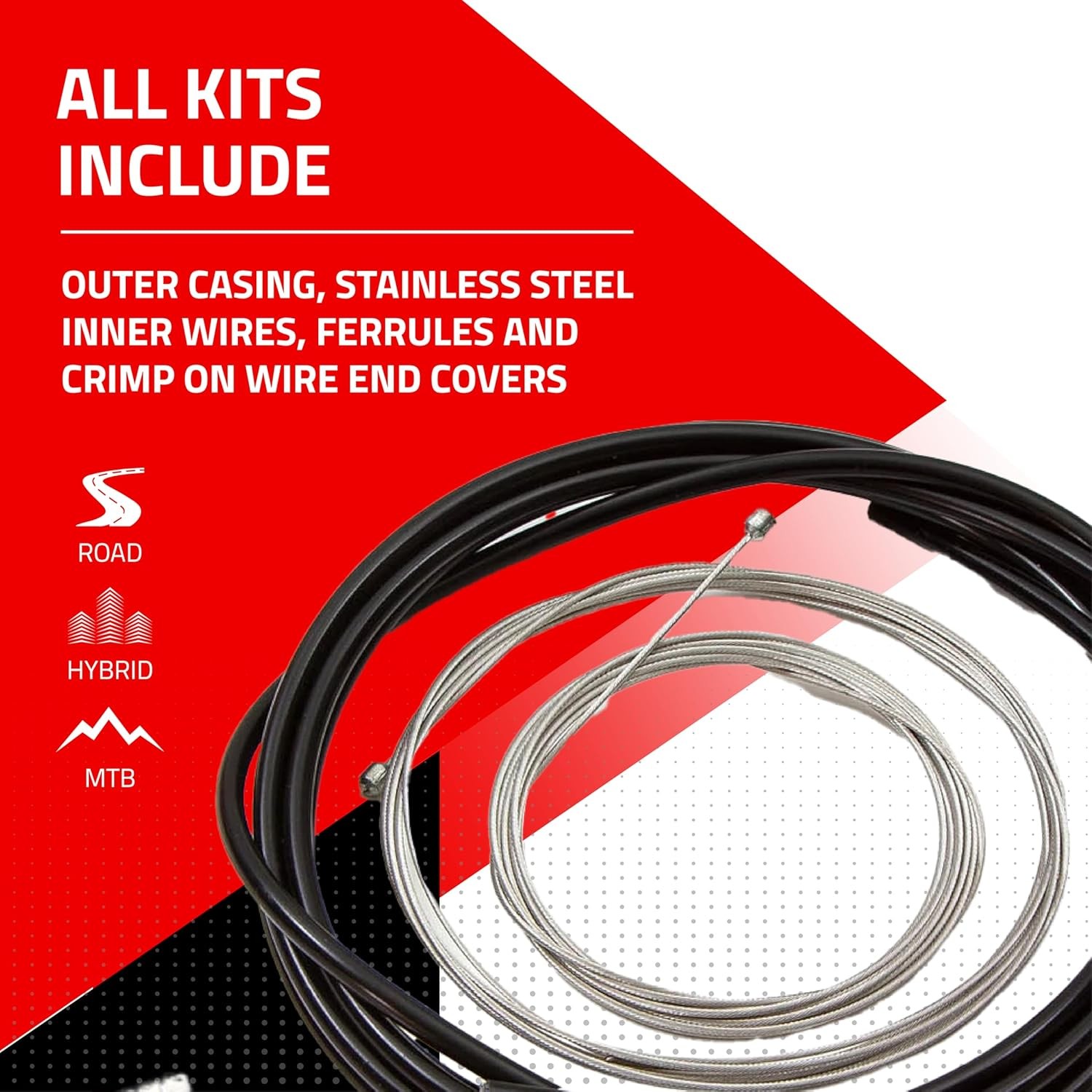 Clarks Stainless Steel Brake and Gear Cable Kit – Black, Universal Brake & Gear