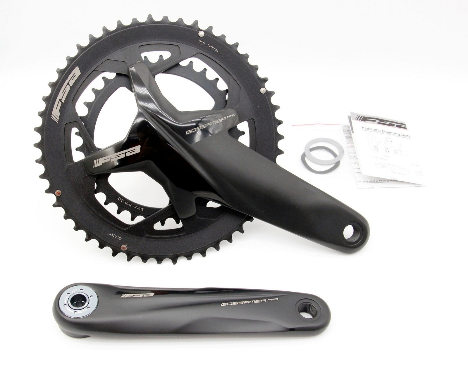 FSA Gossamer Pro 50/34T Compact Crankset 170mm BB386 EVO 30mm Spindle Alloy