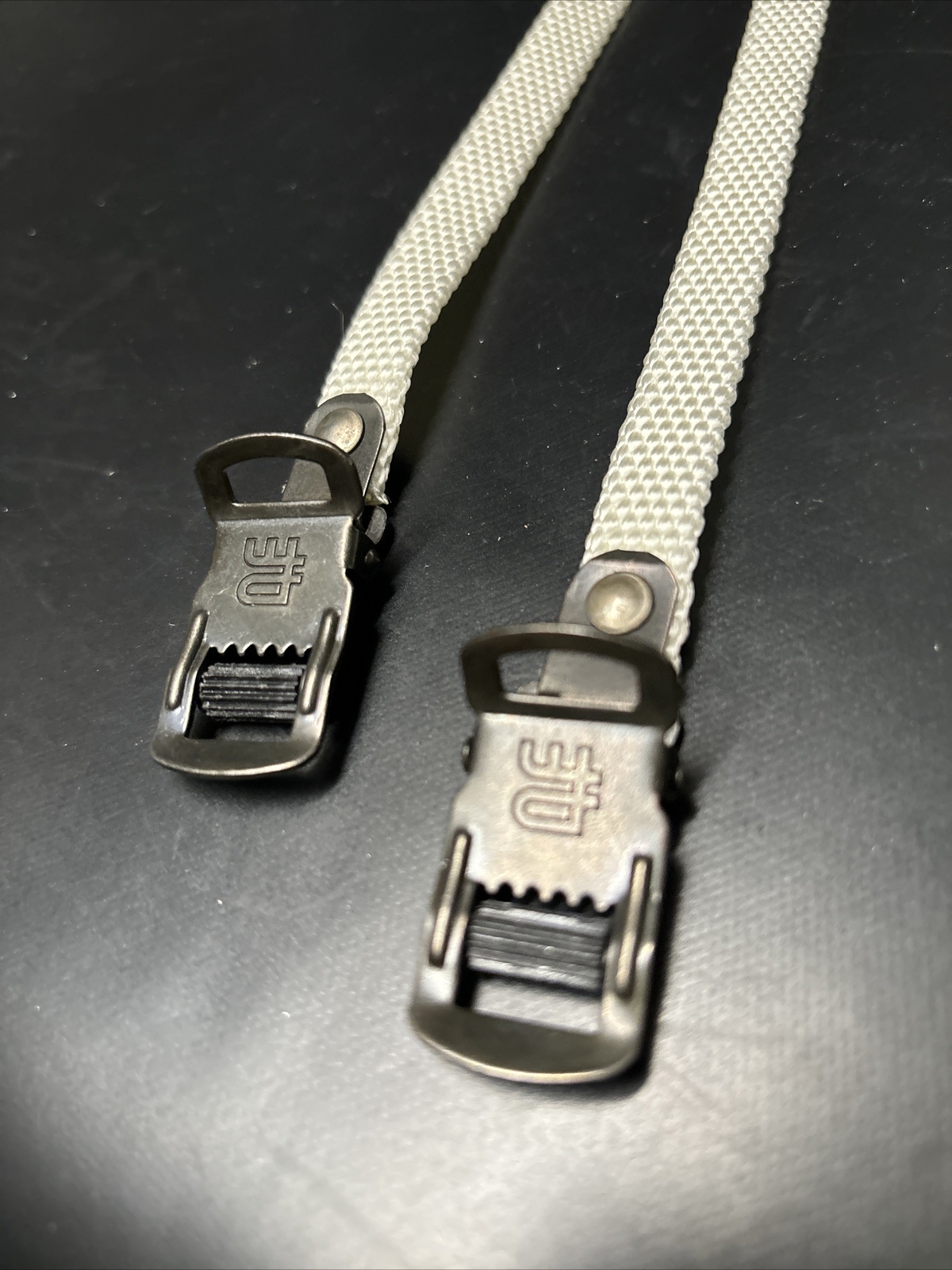 NOS Mt. Christophe White 440mm ATB Nylon Toe Straps Extra Long Fit: Gt Klein SE