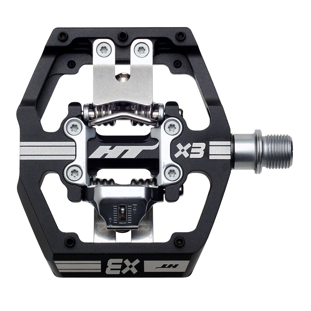 HT X3 Dual Sided Clipless Platform Pedals 9/16″ Chromoly Axle Alloy Body Black