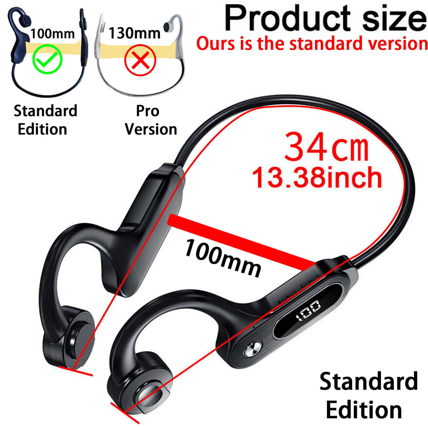 Sport Headset Wireless Bluetooth 5.3 Earbuds Ear Bone Conduction Headphones