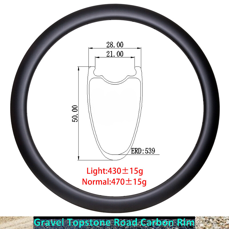 700C Gravel Bike Carbon Rim 50mm Deep 28mm Wide Disc/V Brake Tubeless Clincher