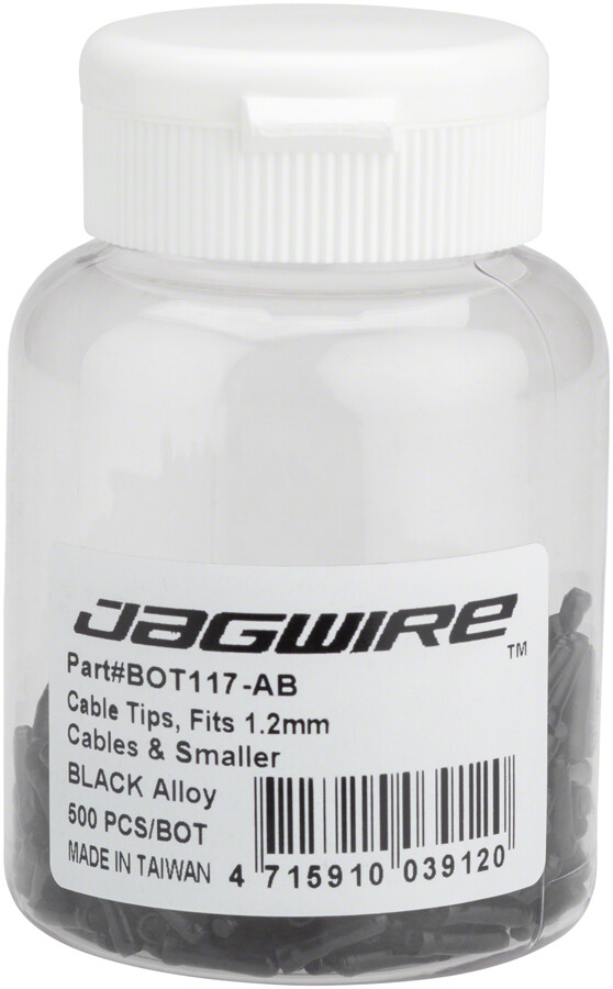 Jagwire Standard 1.2mm Cable End Crimps, Color Black, 500 count bottle