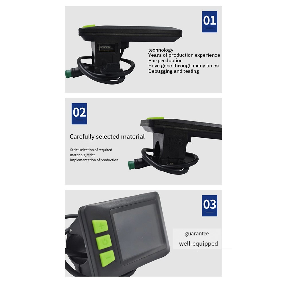 P3C 5PIN Electric Bike LCD Display Meter E Scooter LCD Panel with USB UART2832