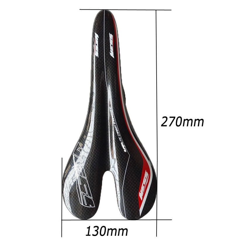 Carbon Bicycle Saddle Ultralight MTB Road 95g NESS Racing Seat Glossy 270*130mm