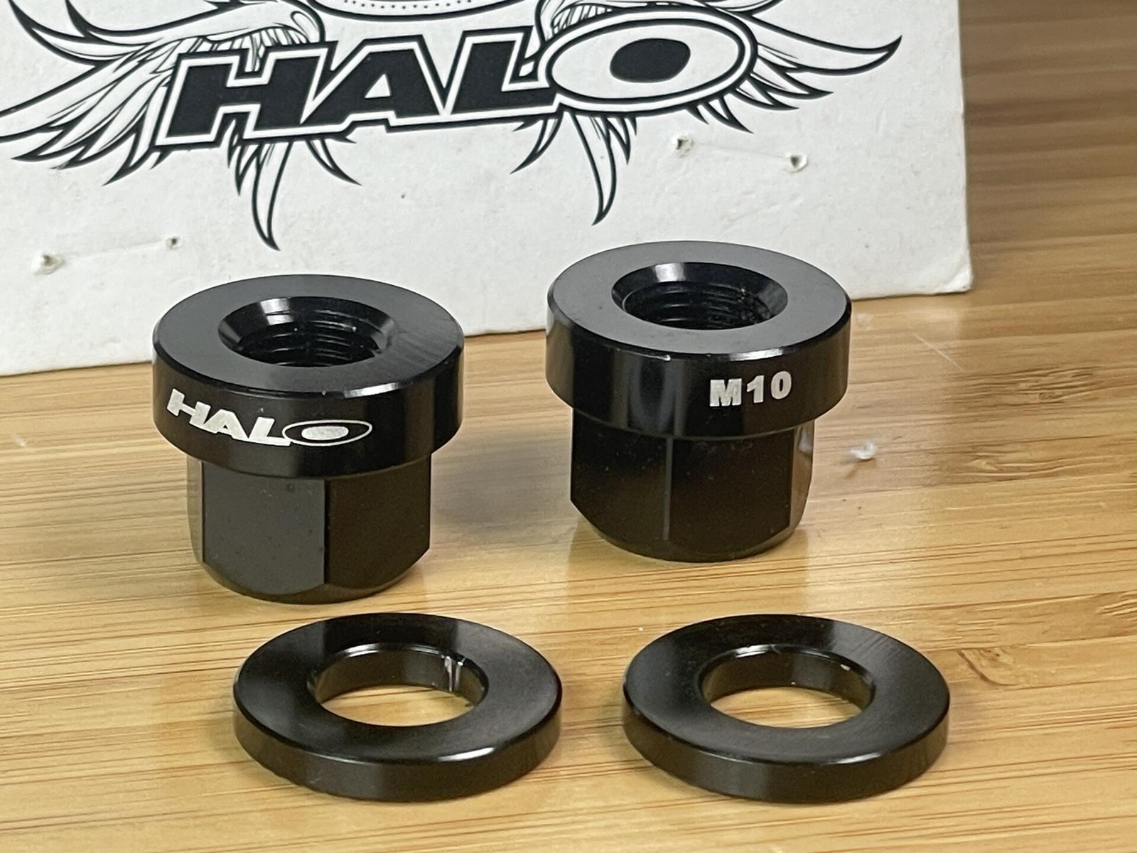 NOS Halo Alloy Axle Nuts M9 9mm Black Anodized