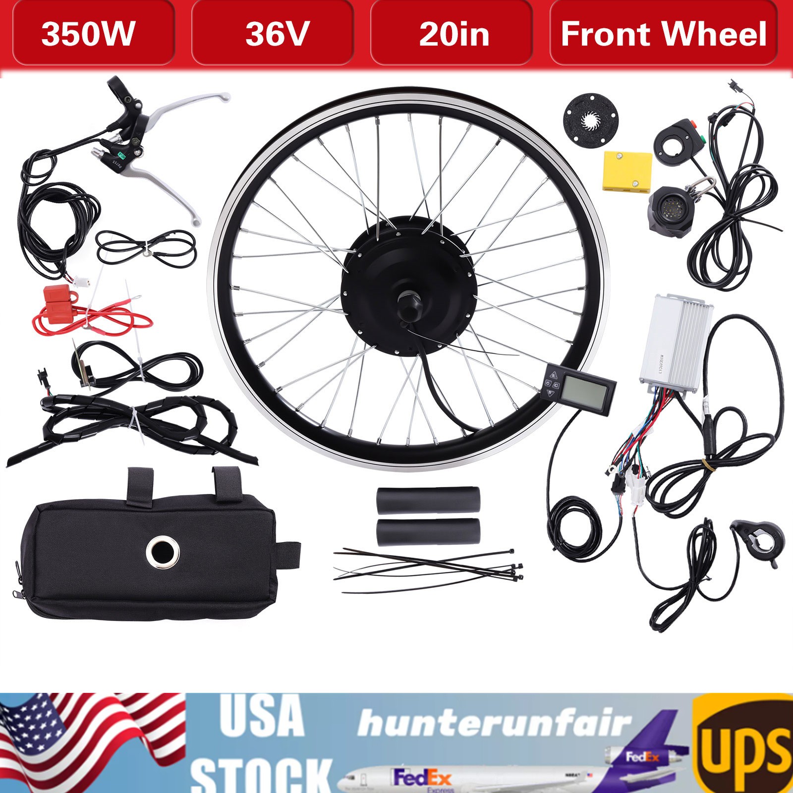 20 Inch 350W E Bike 36V Front Wheel Electric Bicycle Hub Motor Conversion Kit