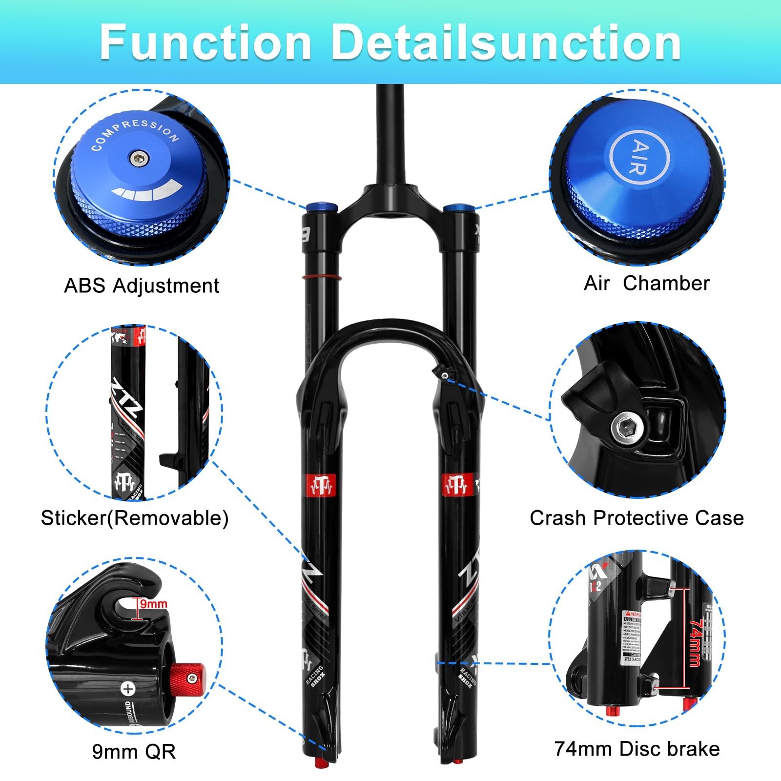 26/27.5/29 inch MTB Air Suspension Fork, Upgraded 34mm Stanchions & 140mm Tra…