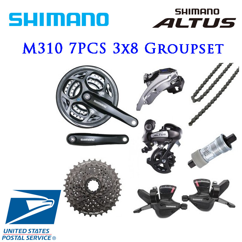 Shimano Altus M310 3×8 Speed Groupset 7pcs Shifter Derailleur Crank Cassette