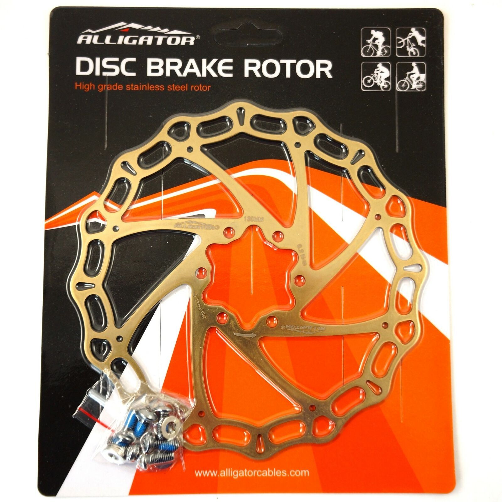 ALLIGATOR Crown MTB Road Bike Disc Brake Rotor 160/180/203mm – Ti Gold