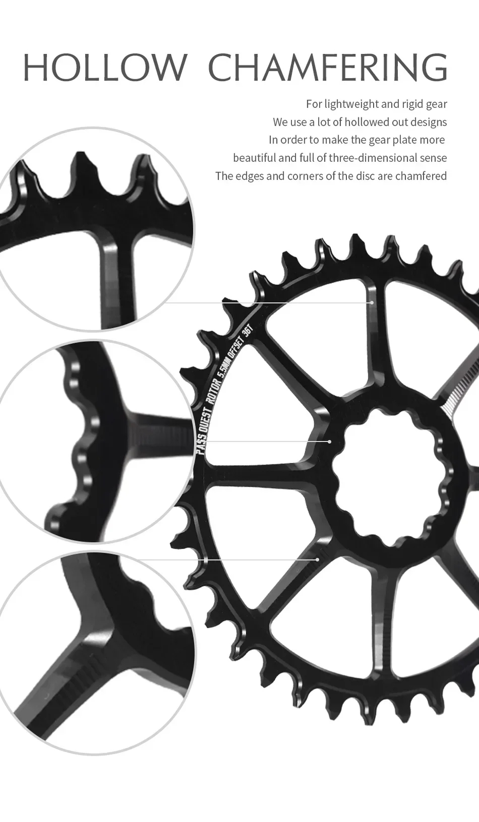 5.5mm OFFSET Round Bicycle Sprocket 28T-36T Suitable for Crankset Bicycle Parts