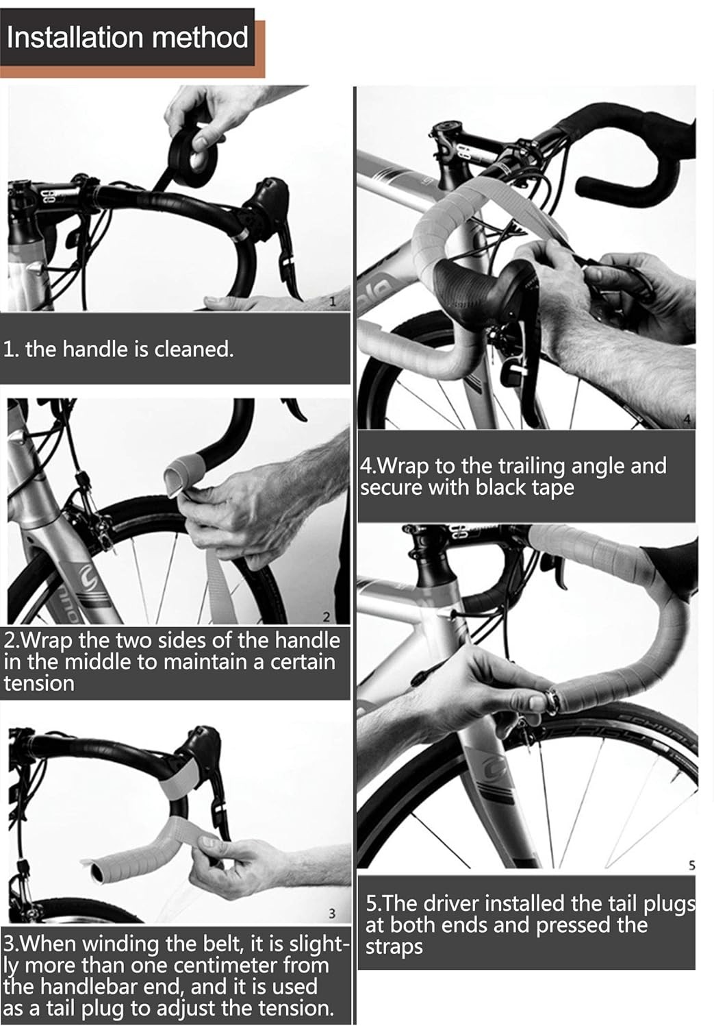 Bicycle Handlebar Tape EVA Camouflage Comfort Road Bike Bar Tape 2 Rolls Black