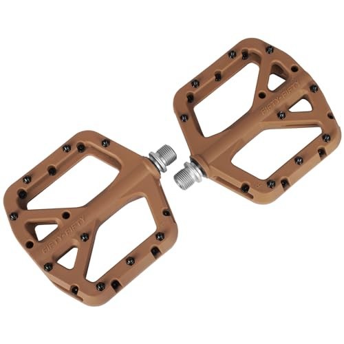 Mountain Bike Pedals 9/16 Inch Flat Platform Nylon Composite Non-Slip Steel Pins