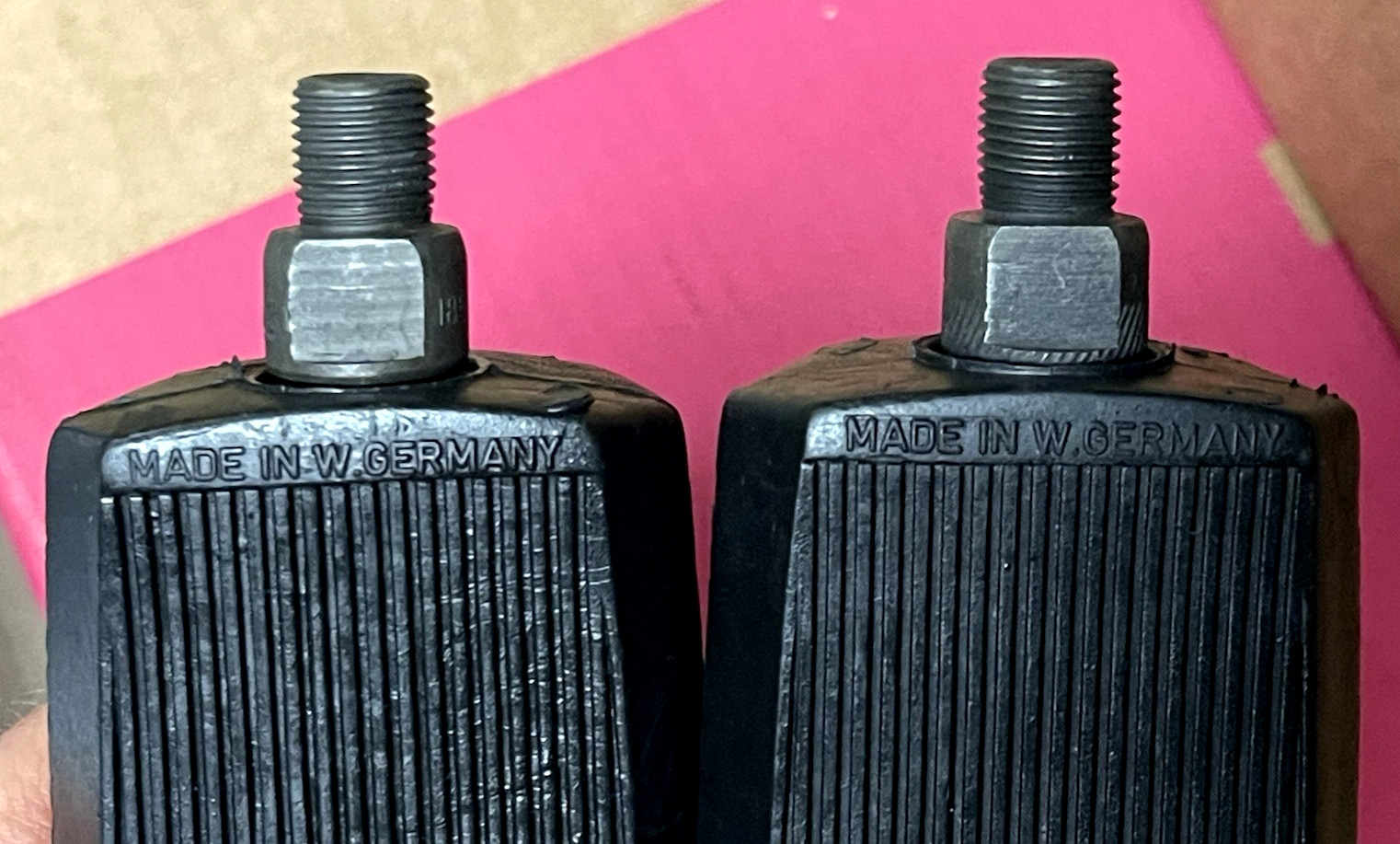 NOS VINTAGE W. GERMANY BICYCLE PEDALS SOLID RUBBER SCHWINN RALEIGH CRUISER