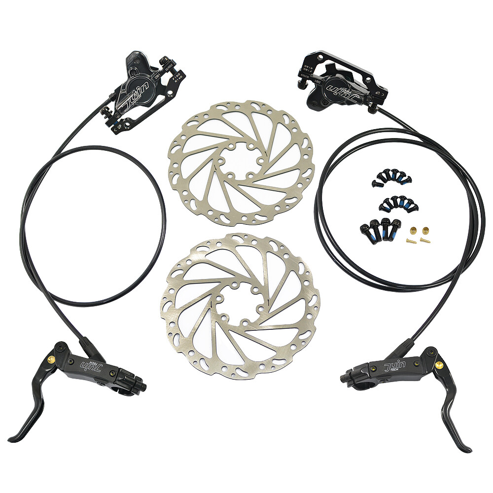 JUIN TECH DB1 MTB E-bike Hydraulic Dual-Piston Disc Brake Set w/160mm Rotor, BK