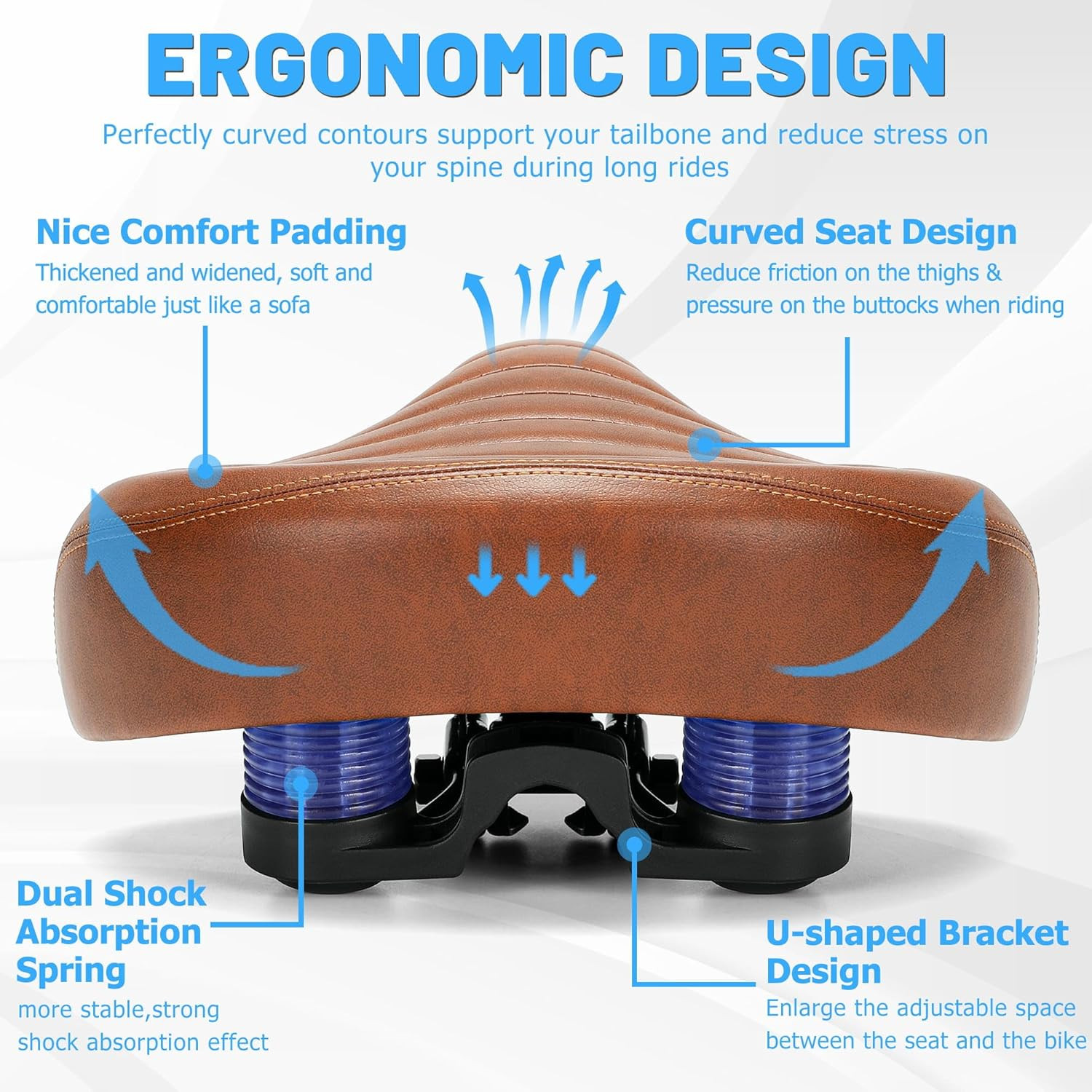 New Noseless Bike Seat for Men Women Comfort Wide, Large Soft Padded Bicycle Sea