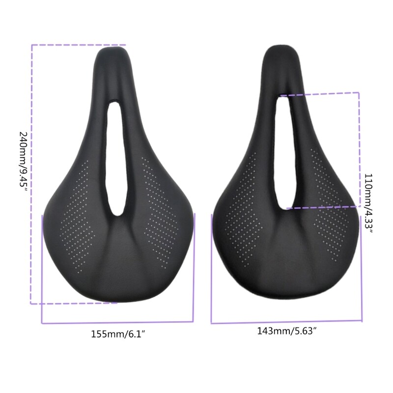 Leather Carbon Fiber Bike Seat Breathable Road Bike Saddle Cushion for Men Women