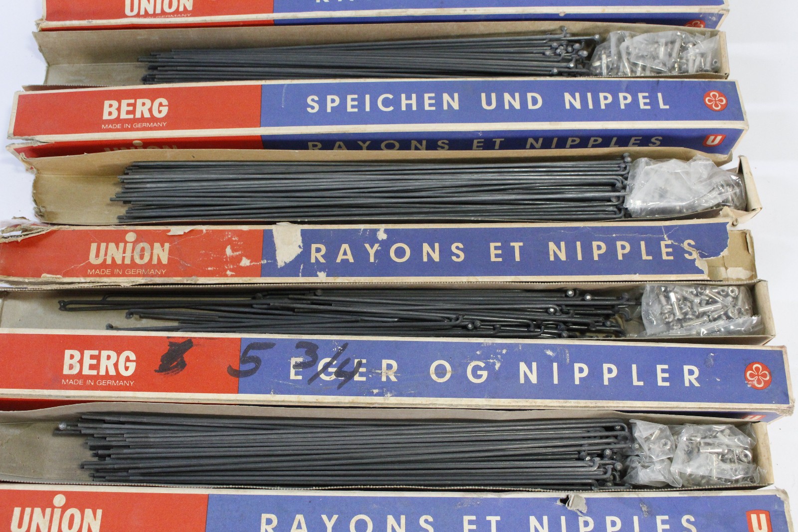 (10) Berg Union Bike Spokes/Nipples Boxes Assorted Sizes NOS 1980s Germany