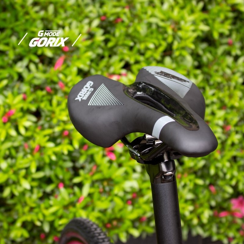 GORIX Bicycle Saddle GX-GMODE 340g PU Leather With Teal Light