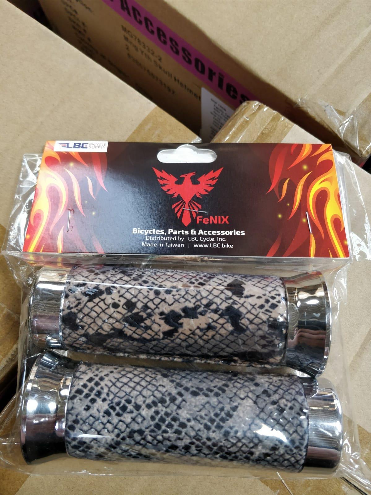 NEW!Original Lowrider Faux Snake Skin Grips With Chrome End Cap Lowrider Bicycle