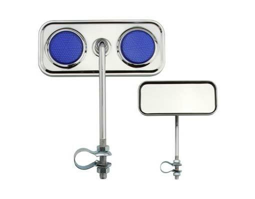 ONE Bike Rectangle Mirror Chrome Blue Reflectors. Bike parts,Bicycle parts.
