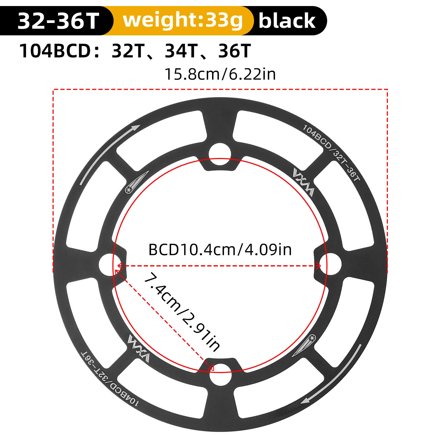 104BCD Bike Chainring Guard Crankset Protector 32-42T MTB Sprocket Cover