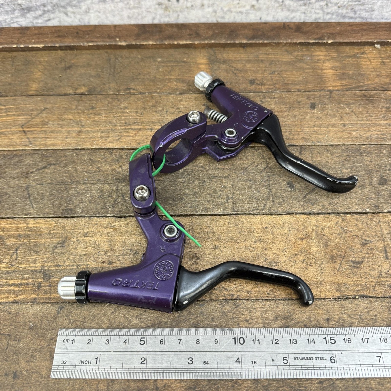 Vintage Tektro Brake Levers Pair Purple Flat Bar MTB BMX Bike Painted